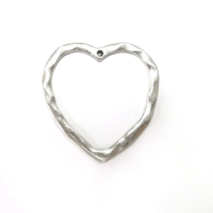 Heart Charms, Antique Silver Plated Charm (40x40mm) G34399