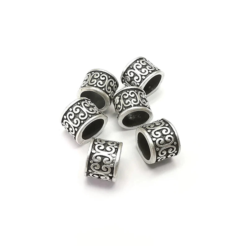 5 Silver Beads Antique Silver Plated Metal Beads (8mm) G34401