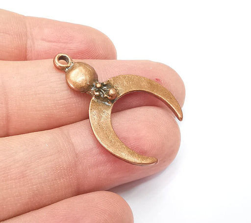 2 Moon, Crescent Charms Antique Copper Plated Crescent Charms (34x24mm) G34403