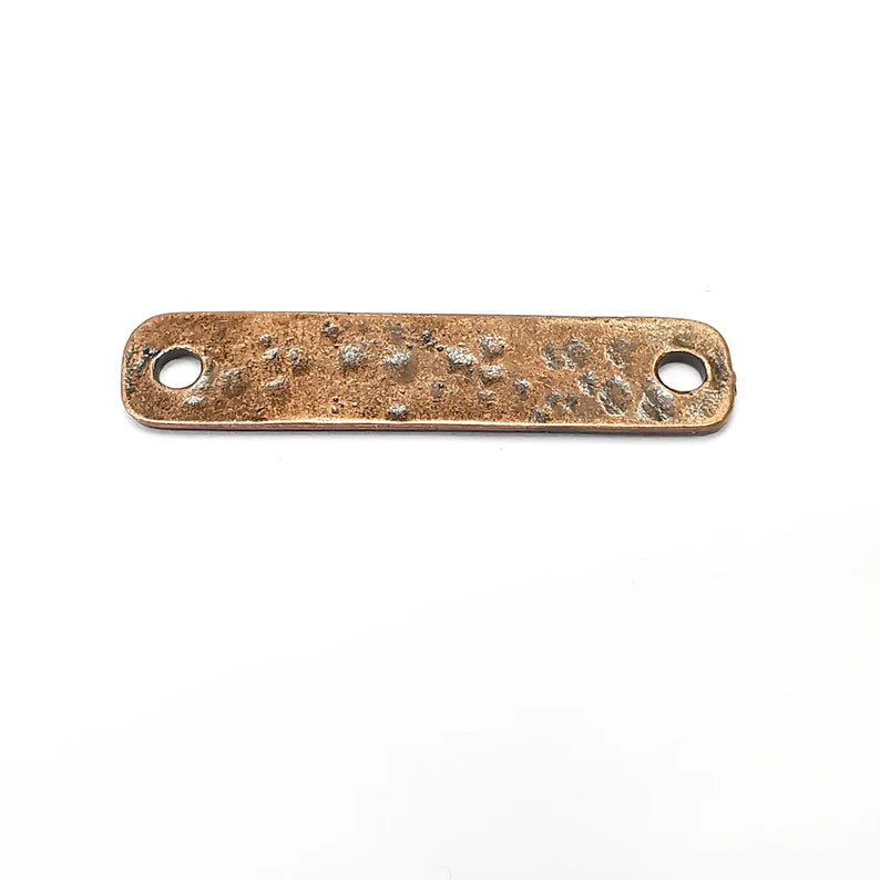 2 Hammered Rectangle Connector Charm Antique Copper Plated Charms (42x9 mm) G34421