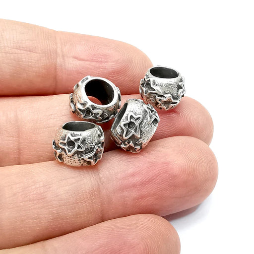 5 Star Beads Antique Silver Plated Metal Beads (11mm) G34425