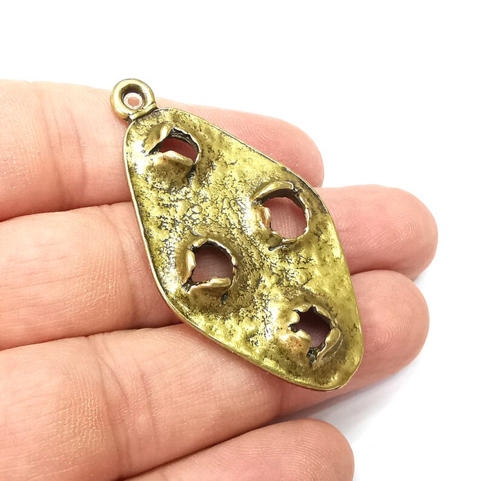 Holes Oval Charms, Antique Bronze Plated (55x30mm) G34327