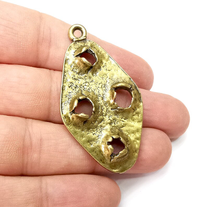 Holes Oval Charms, Antique Bronze Plated (55x30mm) G34327