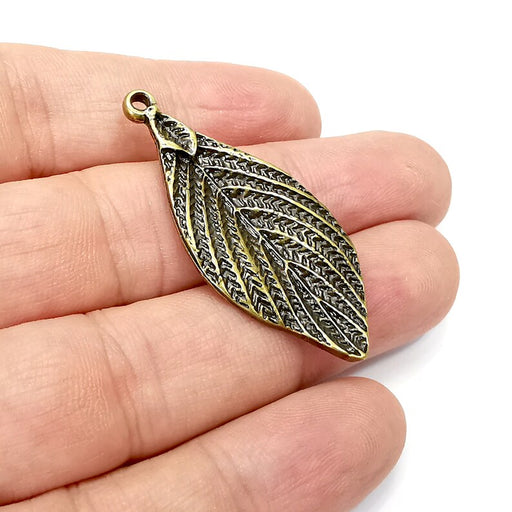 Leaf Charms, Antique Bronze Plated (46x20mm) G34434