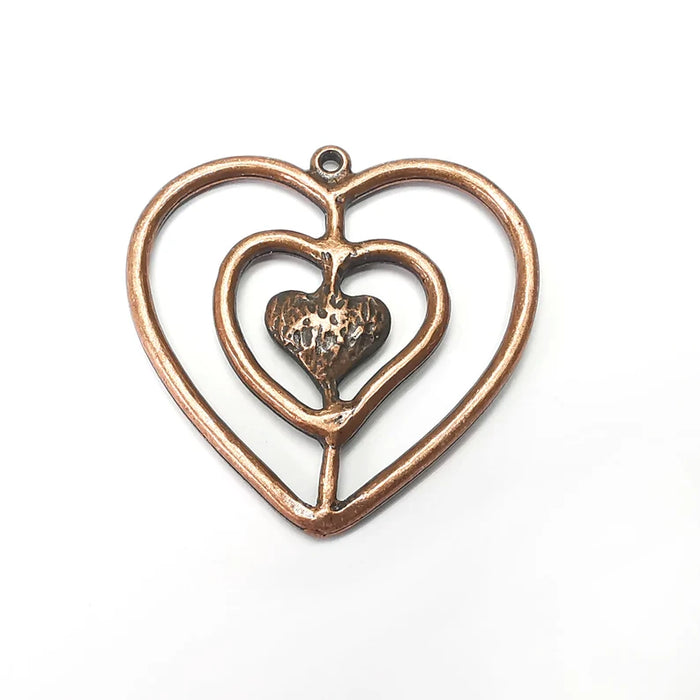 Heart Pendant, Antique Copper Plated Pendant (44x44mm) G34332