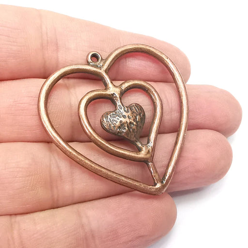 Heart Pendant, Antique Copper Plated Pendant (44x44mm) G34332