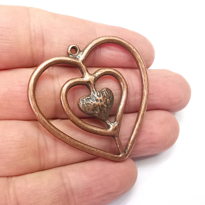 Heart Pendant, Antique Copper Plated Pendant (44x44mm) G34332