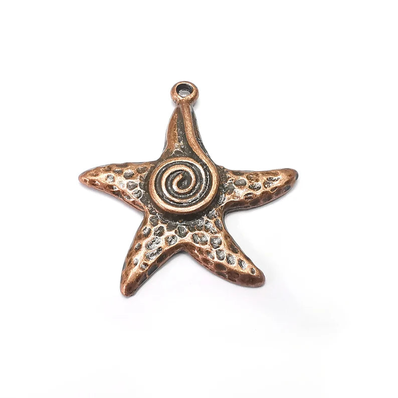 Starfish, Swirl Charms, Antique Copper Plated Charms (36x33mm) G34336