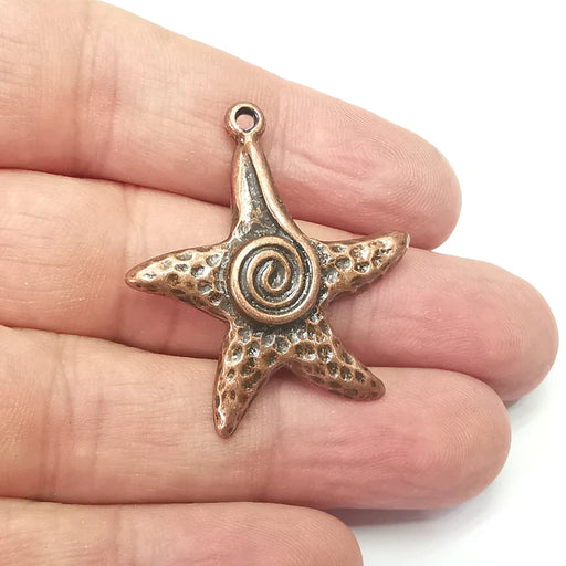Starfish, Swirl Charms, Antique Copper Plated Charms (36x33mm) G34336