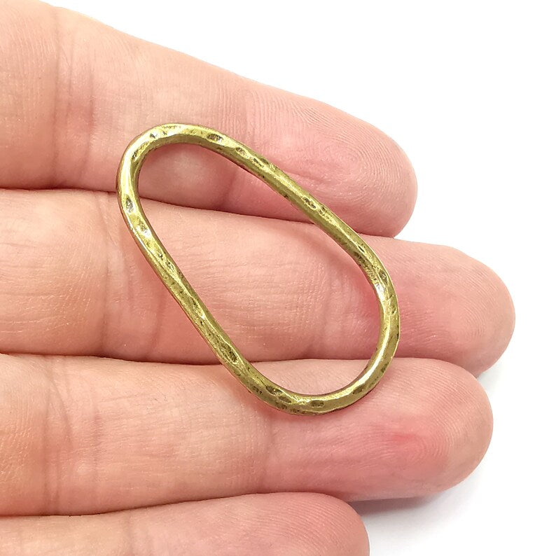 2 Hammered Oval Findings Antique Bronze Plated (40x23mm) G34343