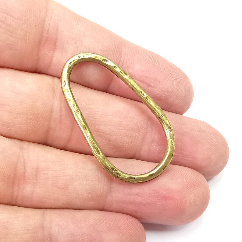 2 Hammered Oval Findings Antique Bronze Plated (40x23mm) G34343
