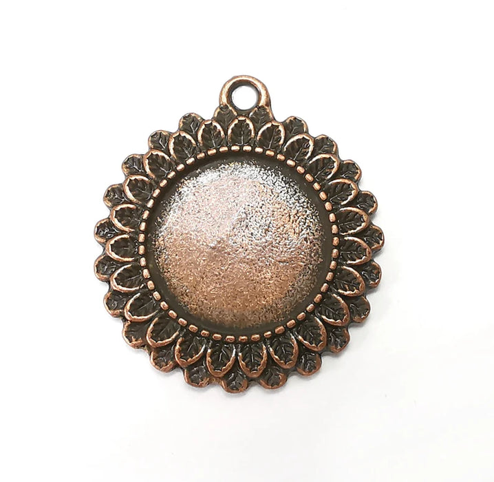 Round Pendant Blanks, Resin Bezel Bases, Mosaic Mountings, Dry flower Frame, Polymer Clay base, Antique Copper Plated (19mm) G34445