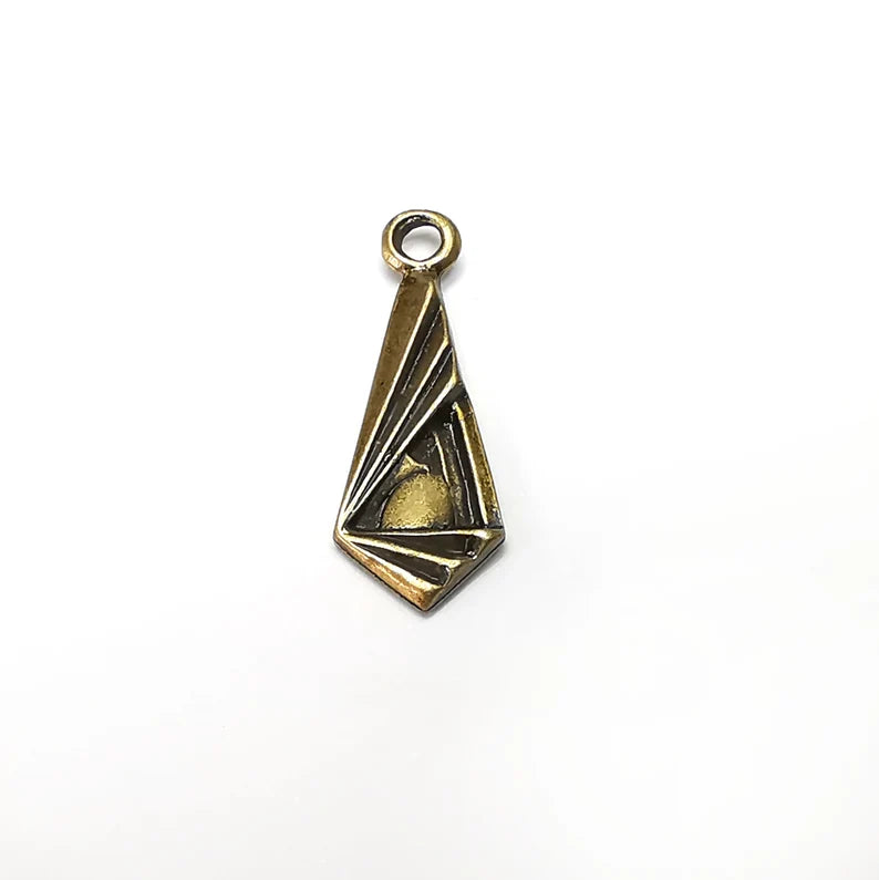 5 Tie Charms Antique Bronze Plated Charms (25x9mm) G34447