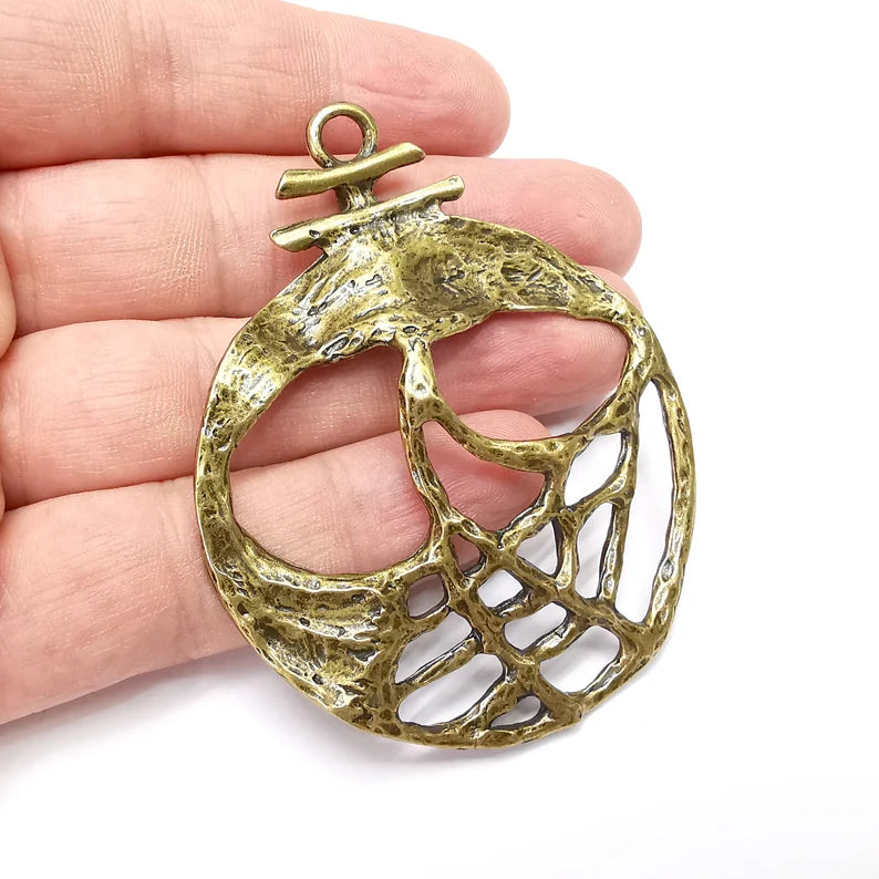Skull Pendant, Charms Antique Bronze Plated (74x59mm) G34448