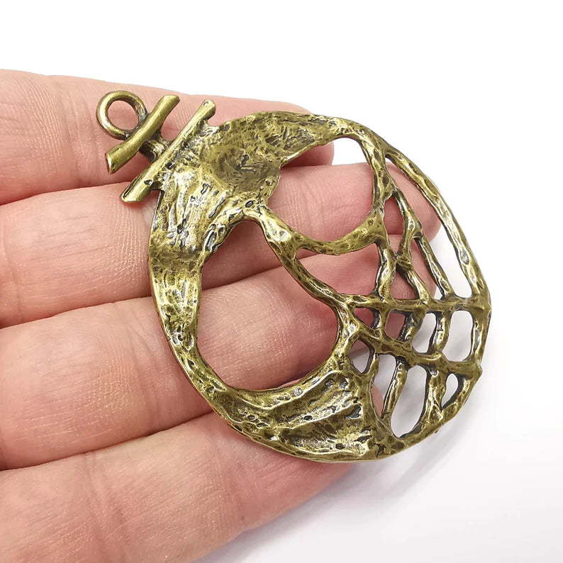Skull Pendant, Charms Antique Bronze Plated (74x59mm) G34448