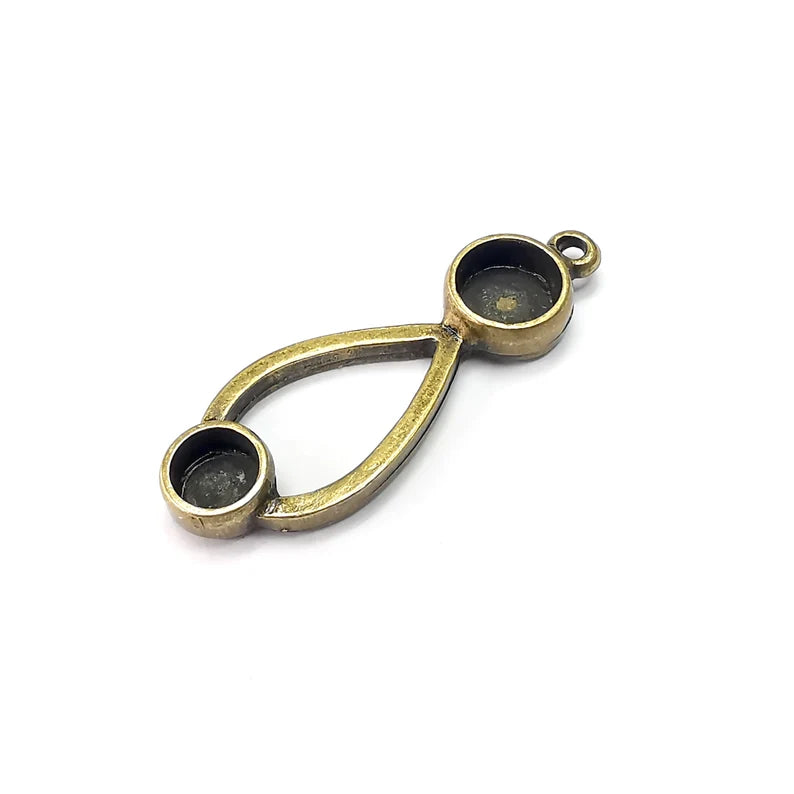 Drop Charms Blanks, Resin Bezel Bases, Mosaic Mountings, Dry flower Frame, Polymer Clay base, Antique Bronze Plated (8 and 6mm) G34349