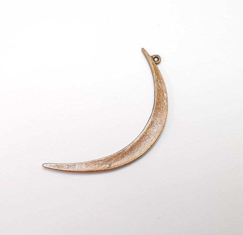 2 Crescent Moon Charms Antique Copper Plated Crescent Charms (60x5mm) G34353