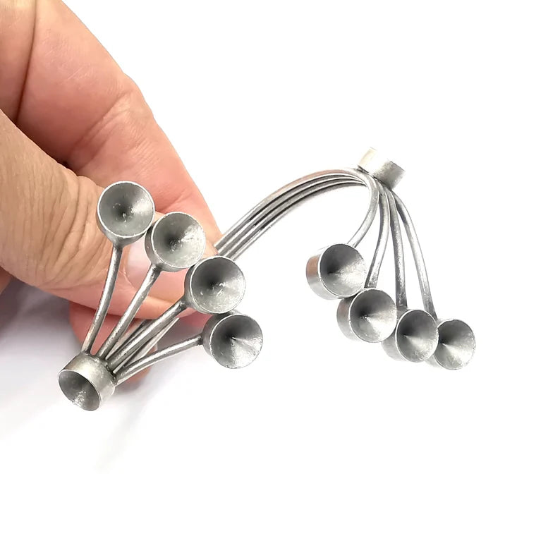 Round Bezel Bracelet Cuff Blank Resin Mountings Cabochon Base Settings Antique Silver Plated Brass Adjustable Bracelet Bezel (8mm) G34359