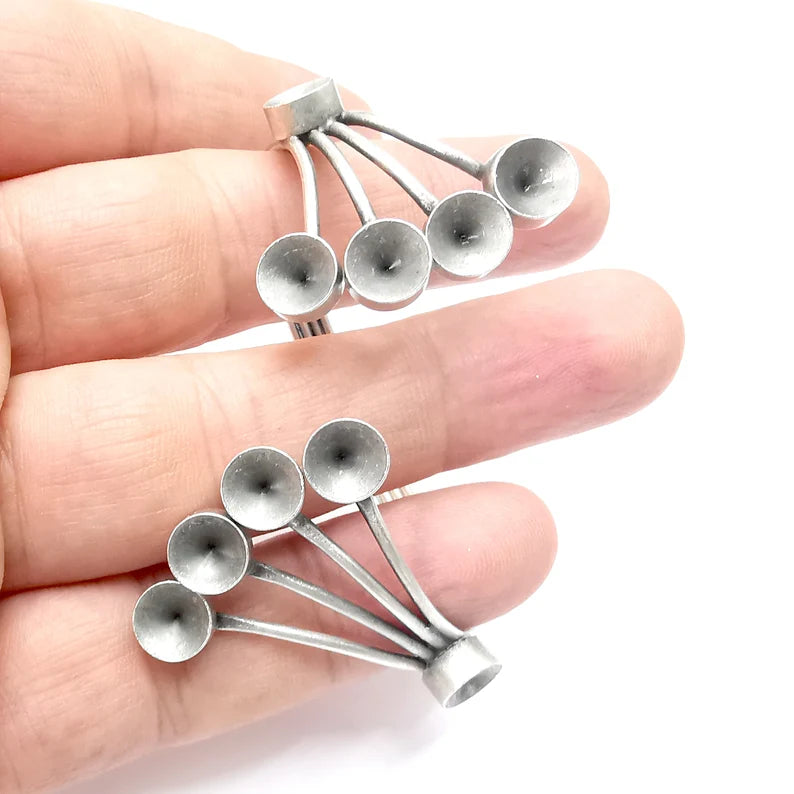 Round Bezel Bracelet Cuff Blank Resin Mountings Cabochon Base Settings Antique Silver Plated Brass Adjustable Bracelet Bezel (8mm) G34359