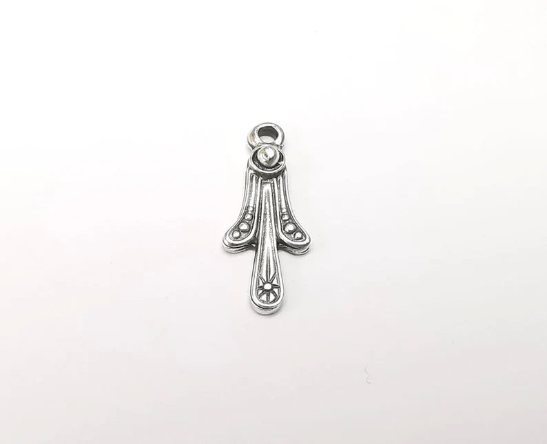 5 Silver Dangle Charms Antique Silver Plated Charms (21x8mm) G34360