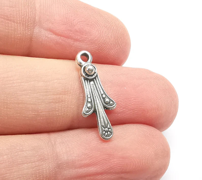 5 Silver Dangle Charms Antique Silver Plated Charms (21x8mm) G34360