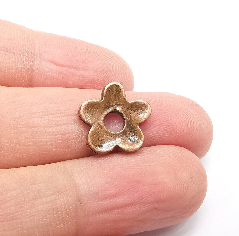 Flower Beads Antique Copper Plated Beads (14mm) G34361
