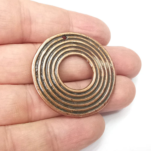 Circles Charms, Antique Copper Plated Charms (39mm) G34384