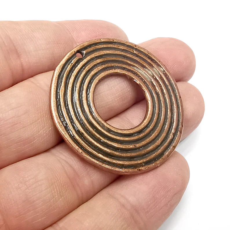 Circles Charms, Antique Copper Plated Charms (39mm) G34384