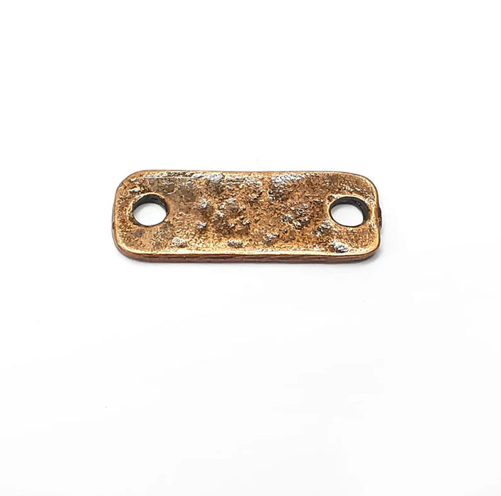 5 Hammered Rectangle Connector Charms, Antique Copper Plated Charms (25x10mm) G34474