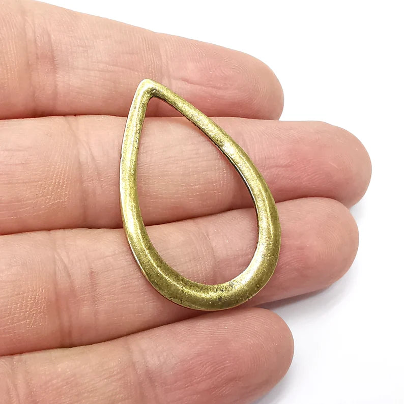2 Drop Charms, Findings Antique Bronze Plated (41x27mm) G34477