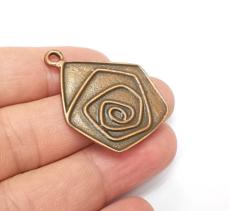 Copper Plated Swirl Charms, Antique Copper Plated (40x31mm) G34396