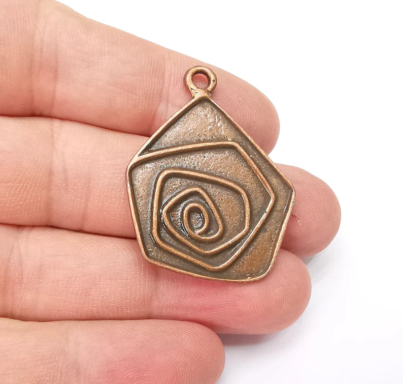 Copper Plated Swirl Charms, Antique Copper Plated (40x31mm) G34396