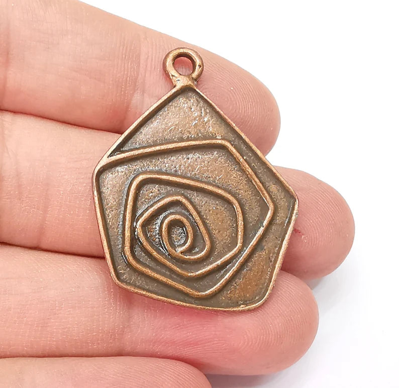 Copper Plated Swirl Charms, Antique Copper Plated (40x31mm) G34396