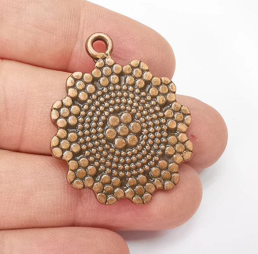 Copper Plated Flower Mandala Charms, Antique Copper Plated Charms (39x32mm) G34397