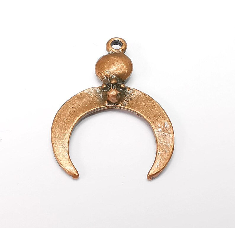 2 Moon, Crescent Charms Antique Copper Plated Crescent Charms (34x24mm) G34403