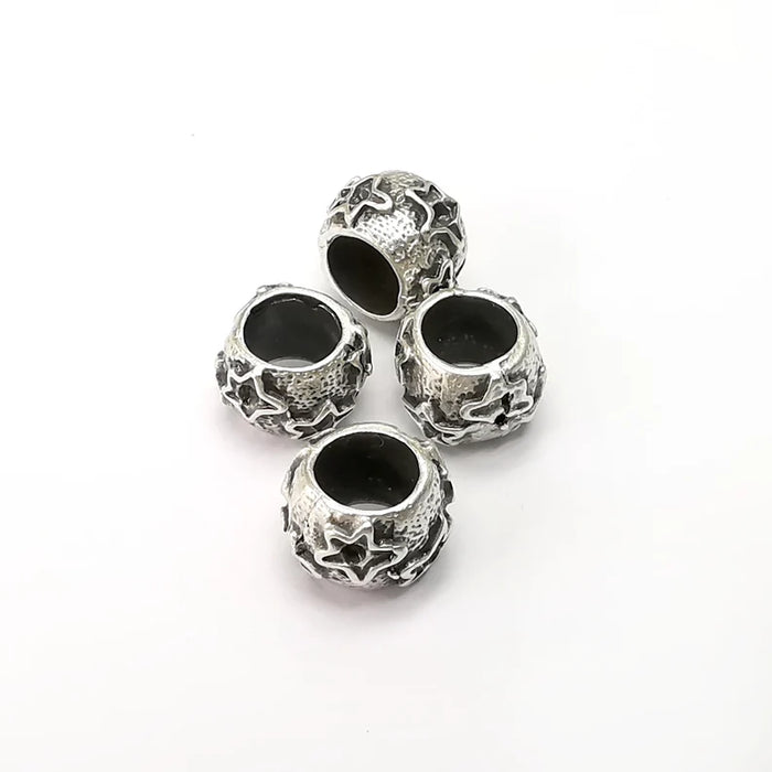 5 Star Beads Antique Silver Plated Metal Beads (11mm) G34425
