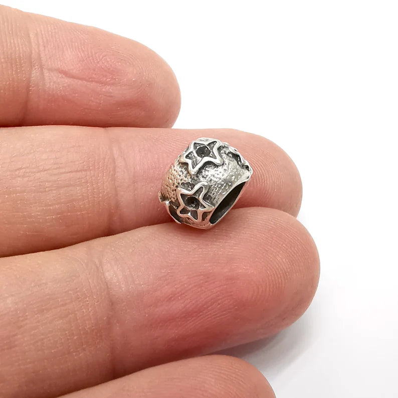 5 Star Beads Antique Silver Plated Metal Beads (11mm) G34425