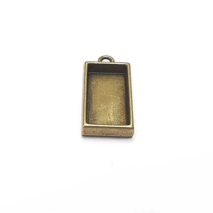 2 Rectangle Pendant Blanks, Resin Bezel Bases, Mosaic Mountings, Dry flower Frame, Polymer Clay base, Antique Bronze Plated (20x10mm) G34428