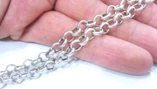 Silver Rolo Chain (6 mm) Antique Silver Plated  Chain 1 Meter - 3.3 Feet   G9965