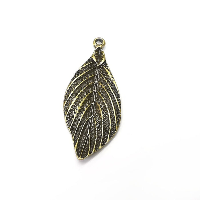 Leaf Charms, Antique Bronze Plated (46x20mm) G34434