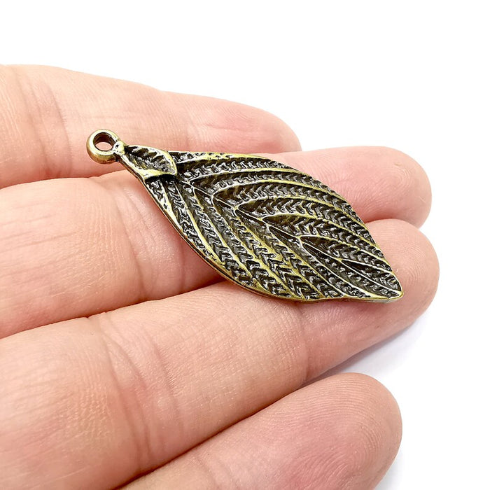 Leaf Charms, Antique Bronze Plated (46x20mm) G34434