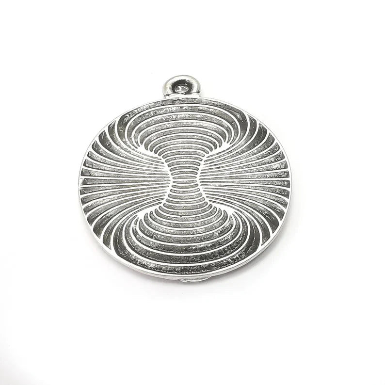 Tornado Round Charms, Antique Silver Plated (39x33mm) G34436
