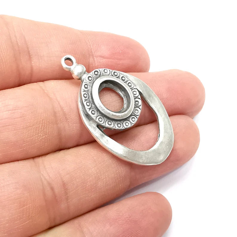Charms Blanks Oval , Resin Bezel Bases, Mosaic Mountings, Dry flower Frame, Polymer Clay base, Antique Silver Plated (10x8mm) G34491