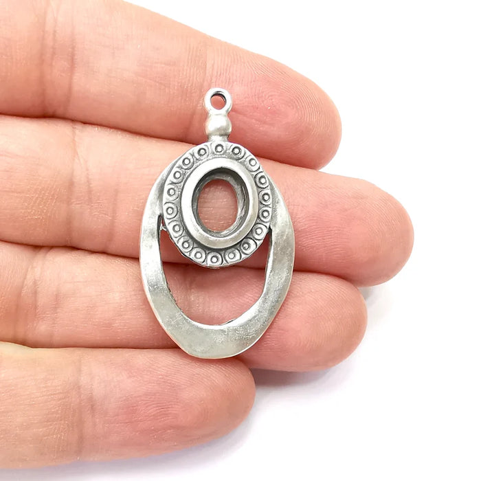 Charms Blanks Oval , Resin Bezel Bases, Mosaic Mountings, Dry flower Frame, Polymer Clay base, Antique Silver Plated (10x8mm) G34491