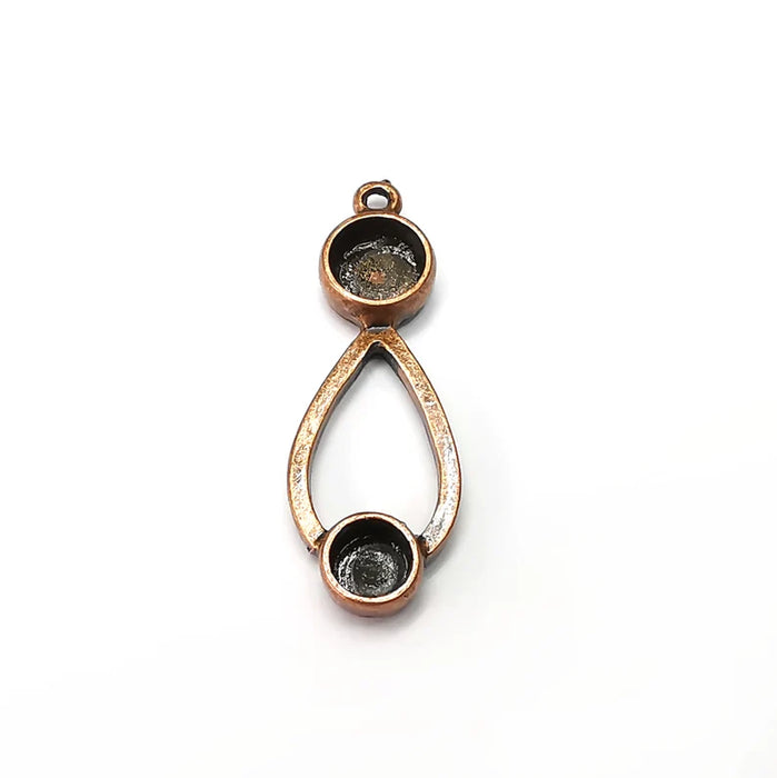 Drop Charms Blanks, Resin Bezel Bases, Mosaic Mountings, Dry flower Frame, Polymer Clay base, Antique Copper Plated (8 and 6mm) G34449