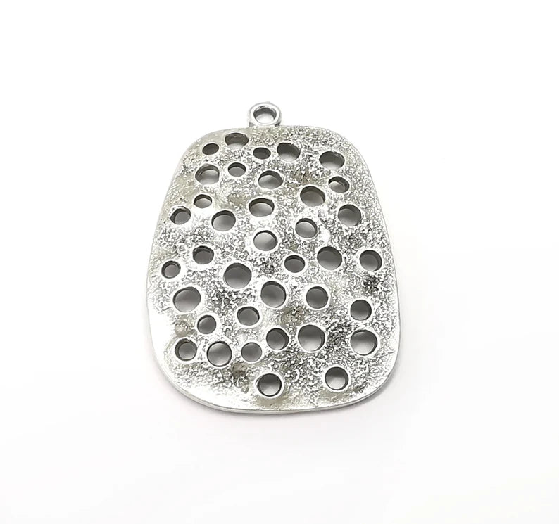 Filigree Pendant, Antique Silver Plated Pendant (44x30mm) G34503