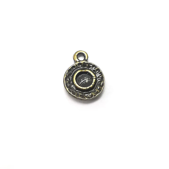 5 Round Charms Blanks, Resin Bezel Bases, Mosaic Mountings, Dry flower Frame, Polymer Clay base, Antique Bronze Plated (4mm) G34511