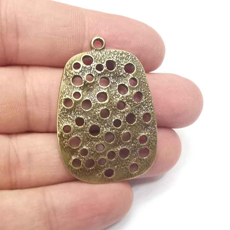 Filigree Pendant, Antique Bronze Plated Pendant (44x30mm) G34515