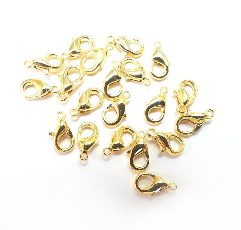 10 Lobster Shiny Gold Plated Lobster Clasps Metal (10x6mm) G34518