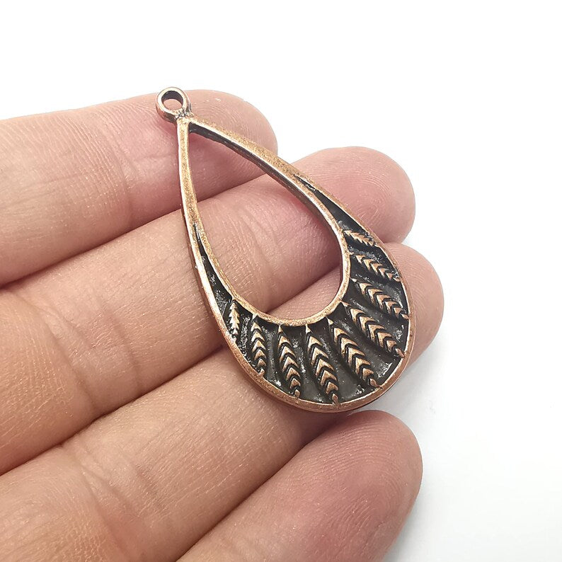 Drop Charms, Antique Copper Plated (46x25mm) G34522